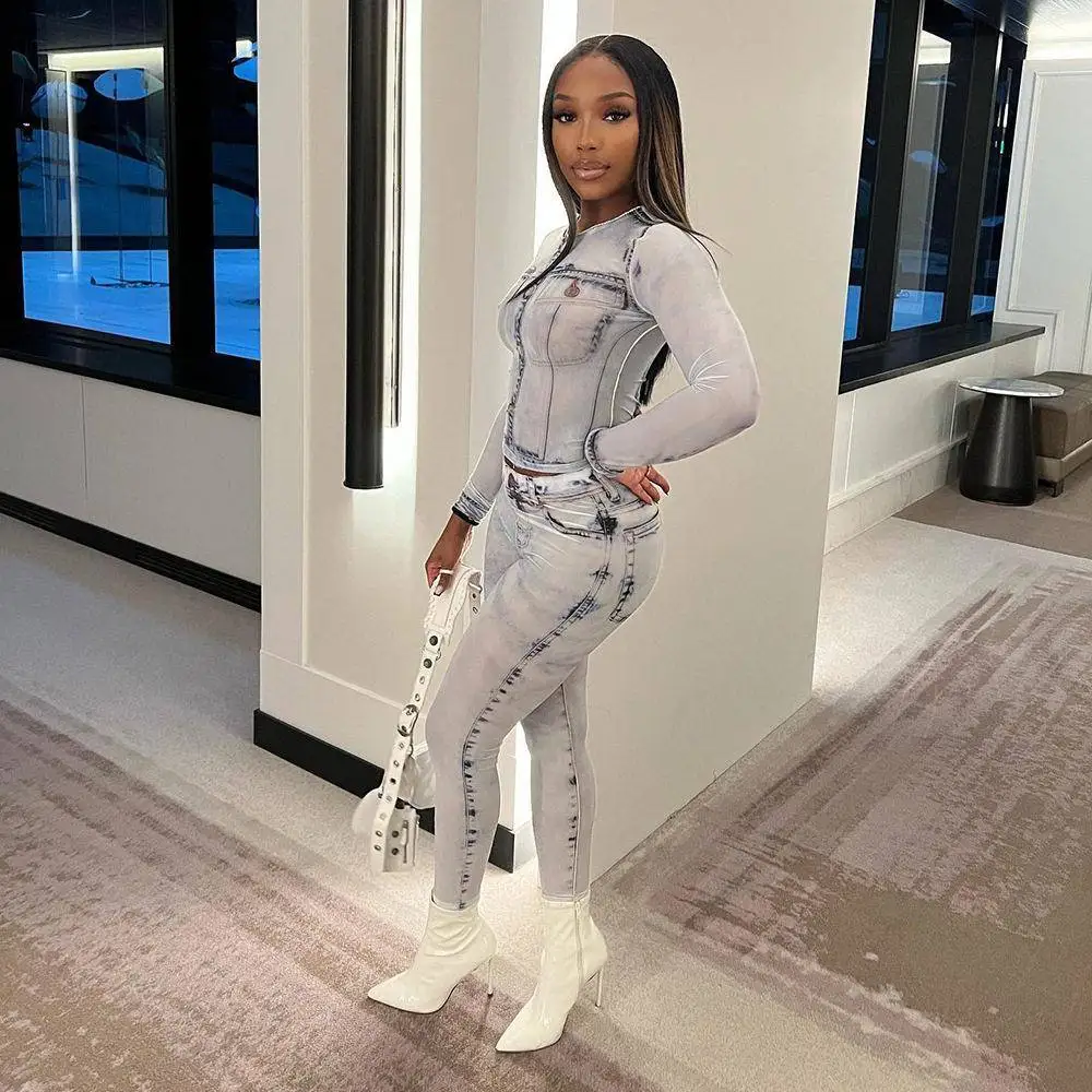 

Fashionable Casual Print T-Shirt And Long Pants Two-Piece Set Spring Summer New Arrival Personalized Street Style Winter Wear