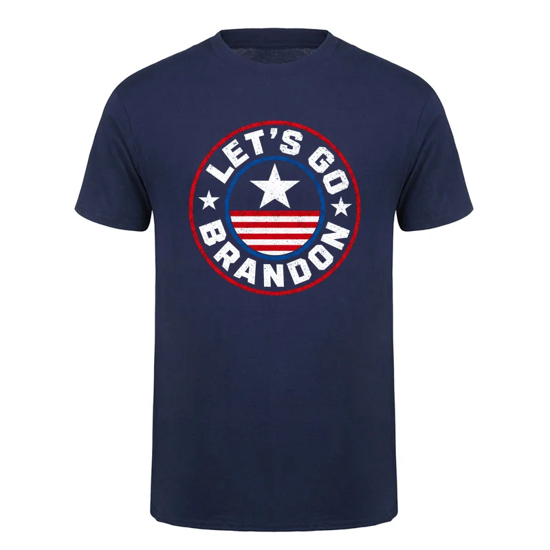 Let’s Go Brandon American Flag T Shirts Vintage Political Slogan Cotton Short Sleeve T-shirt Tee HJ-197