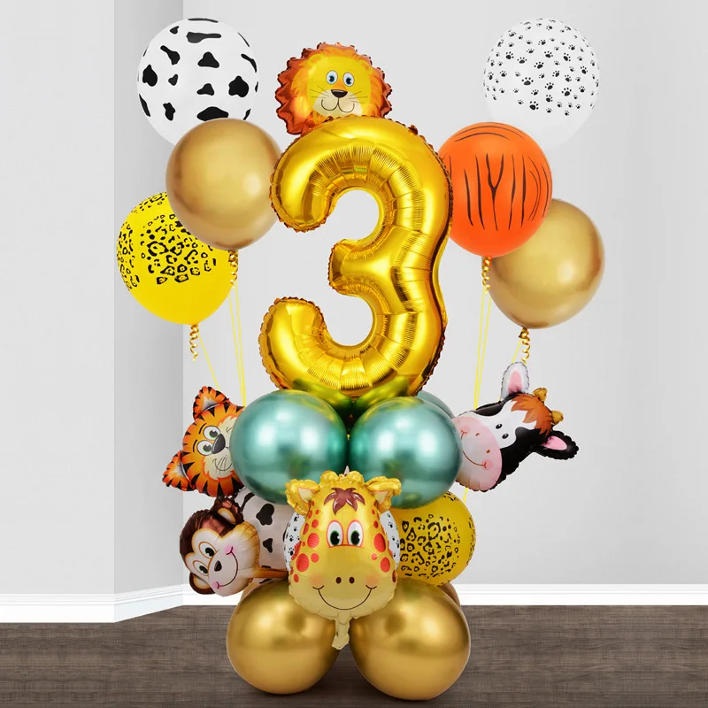 Animali della giungla decorazioni di compleanno piatti tazze tovaglia di paglia sfondo di palloncini forniture per feste di compleanno per bambini