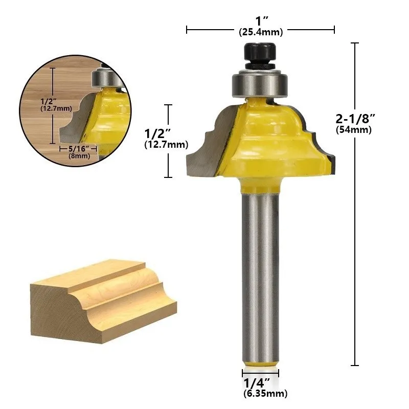 1/4 saplı ahşap yönlendirici Bit 6.35mm çap 1 inç çizgi bıçak ahşap freze kesici