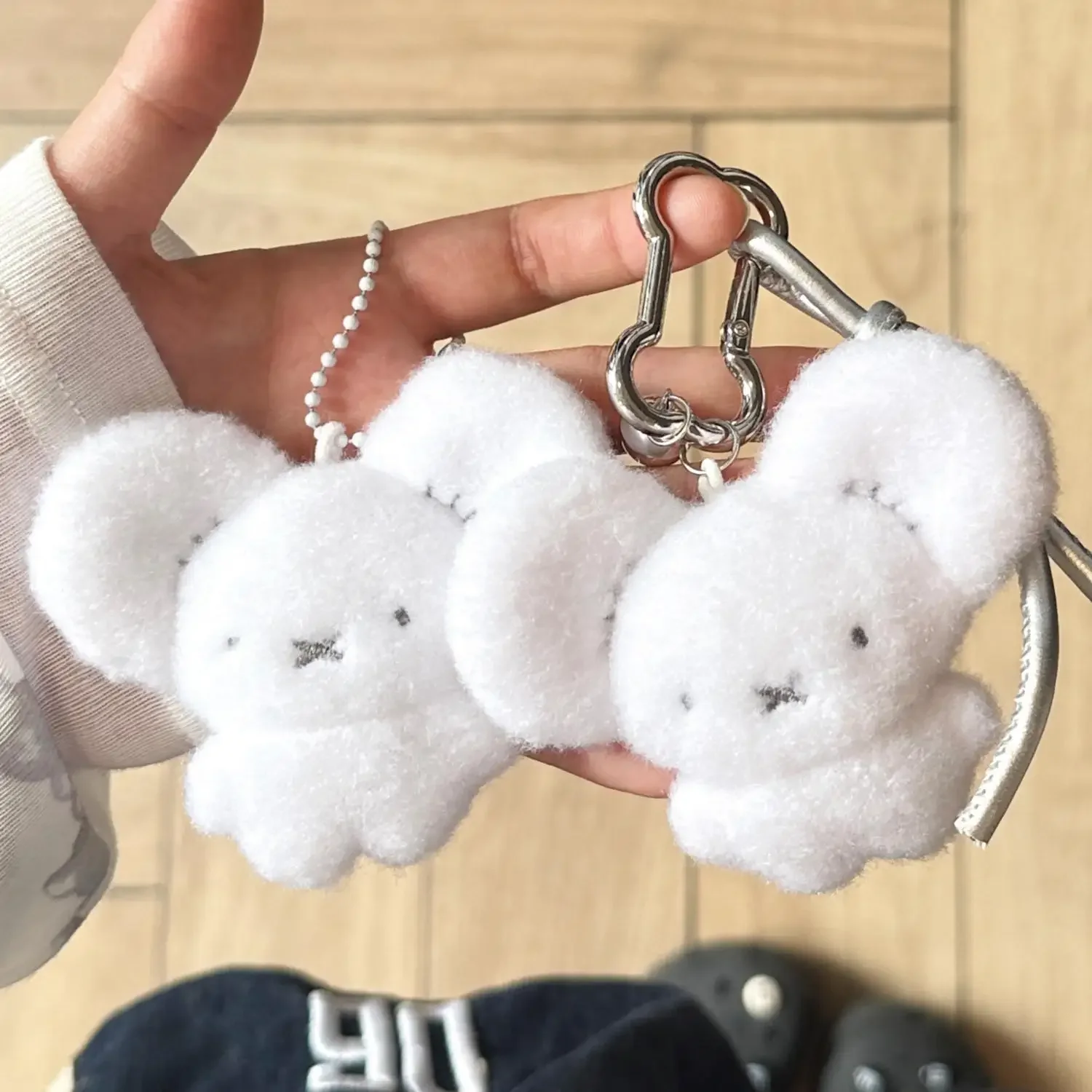 Cute White Mouse Plush Pendant Tandemaus Soft Bubble Fluff Keyring Small Matching Gift For Couple Friend Bag Daily Decor