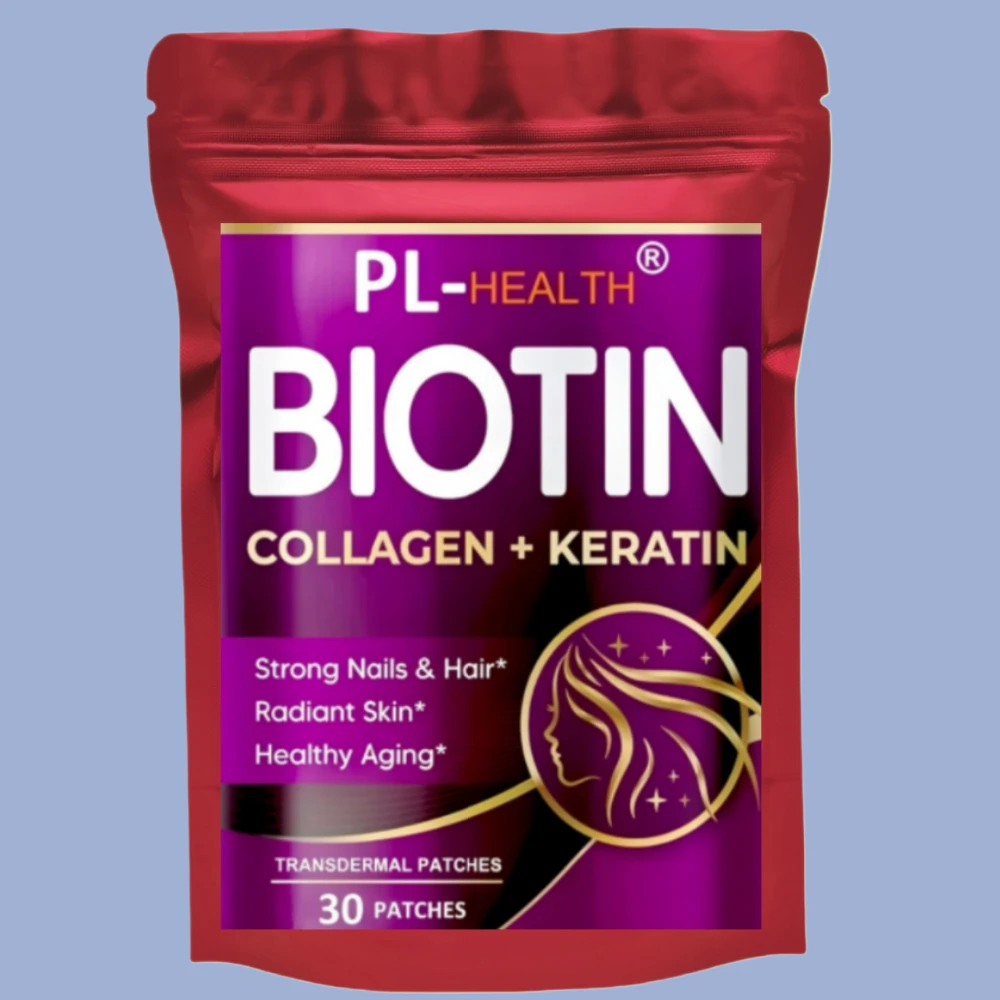 Biotin Transdermal Patches With Collagen Nails & Hair, Radiant Skin, Healthy Aging -30 Patches One Month Supply
