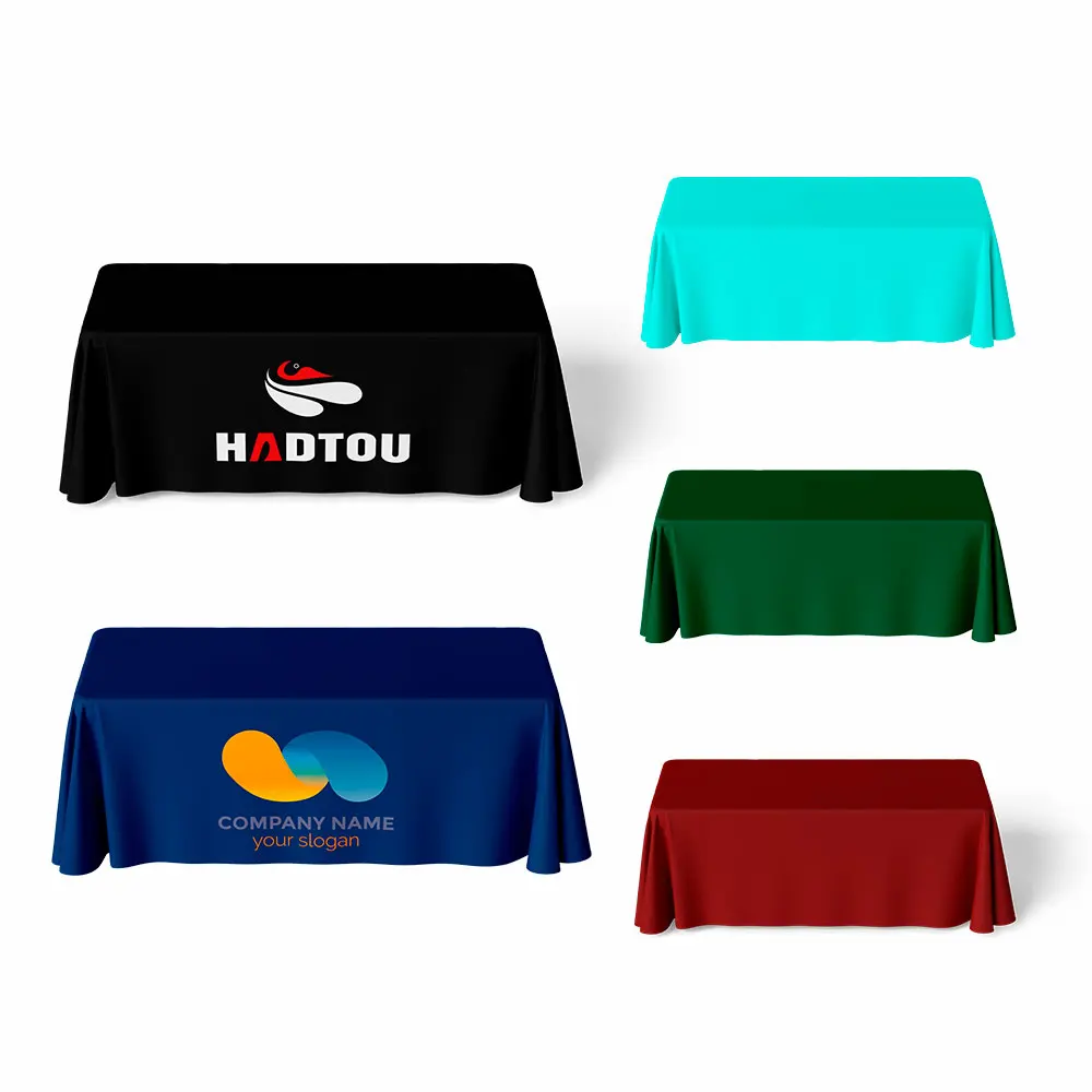 

Скатерть из полиэфирной ткани с принтом на заказ, 4 фута, 6 футов, 8 футов, водонепроницаемая, семейная, свадебная, обеденная, с настраиваемым логотипом