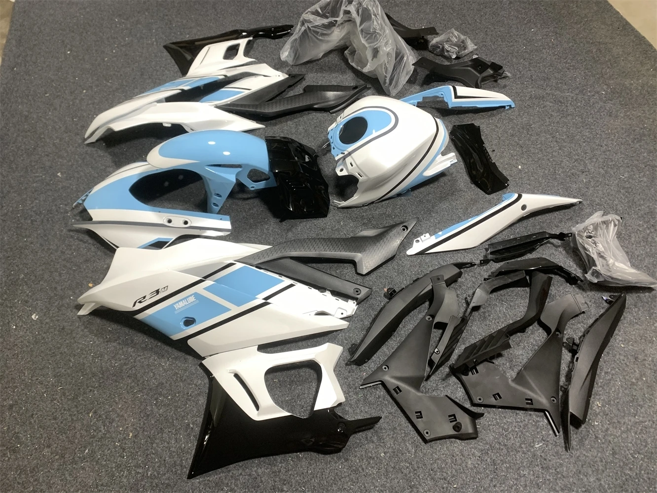 Motorcycle Fairing Kit fits YZF-R3 2019 2020 2021 2022 2023 YZF-R25 19 2021 22 23 Year Fairing Blue Black and White motorcycle