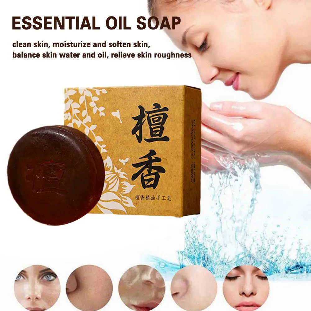 80/100g Sandalwood Handmade Soap Face Wash Removal Whitening Acne Oil Care Face Soap Moisturizing Treatment Control U5H2