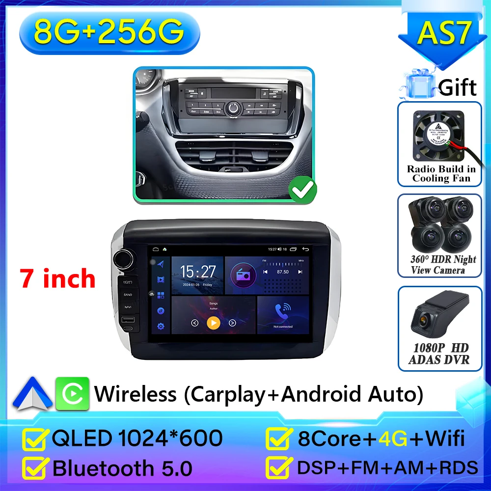For Peugeot 208 2008 Series 2012-2018 Car Radio Carplay Navigation GPS Stereo Android Auto Screen Display Bluetooth Autoradio BT image 3