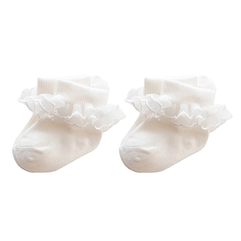 

0-24M Newborn Baby Socks for Girls Lace Ruffles Toddler Sweet Anti-Skid Princess Socks Spring Fall Cute Kids Socks
