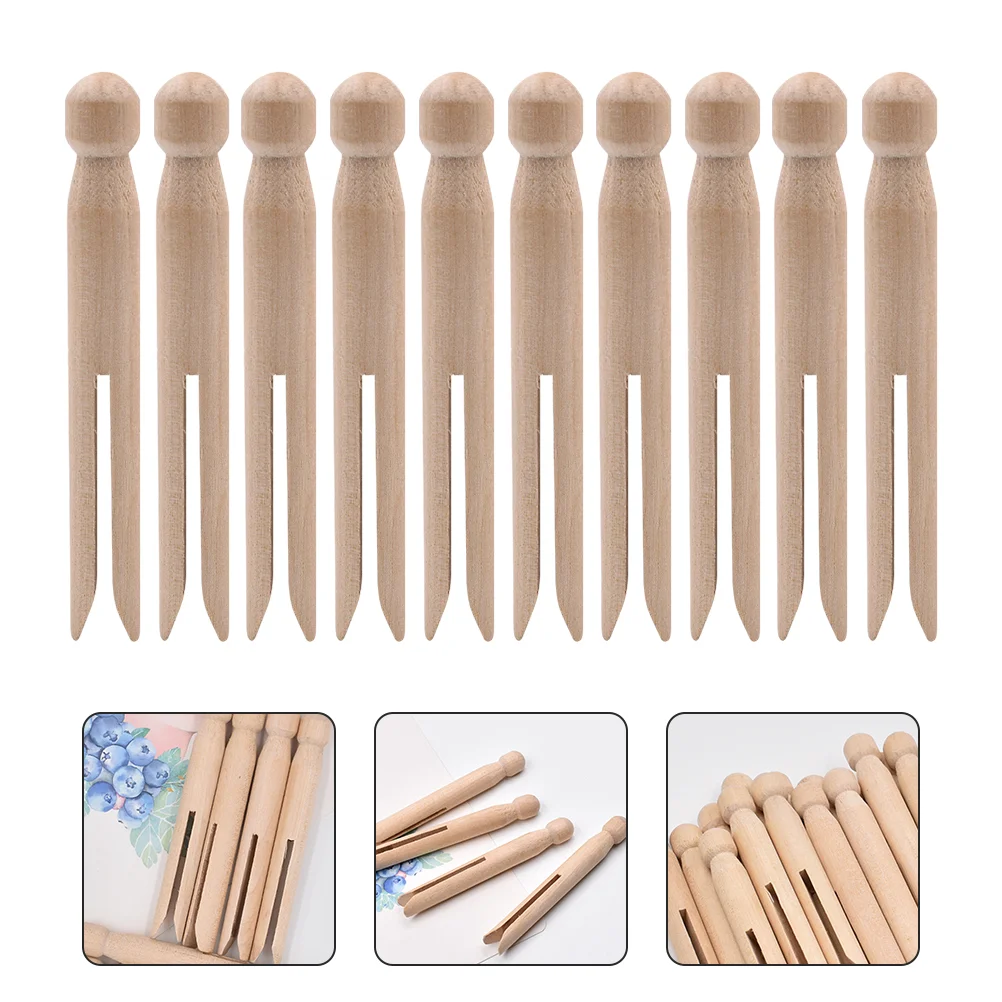 15 Pcs Clothes Pins Birch Clip Wood Clamps Photo Mini Clips Unique Shape Child