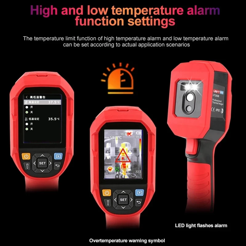 UNI-T-Thermal Imager UTI260A, HD, 256X192 Pixels, PCB, Temperatura Industrial, Circuito de Imagem, Manutenção Elétrica, Câmera Infravermelha