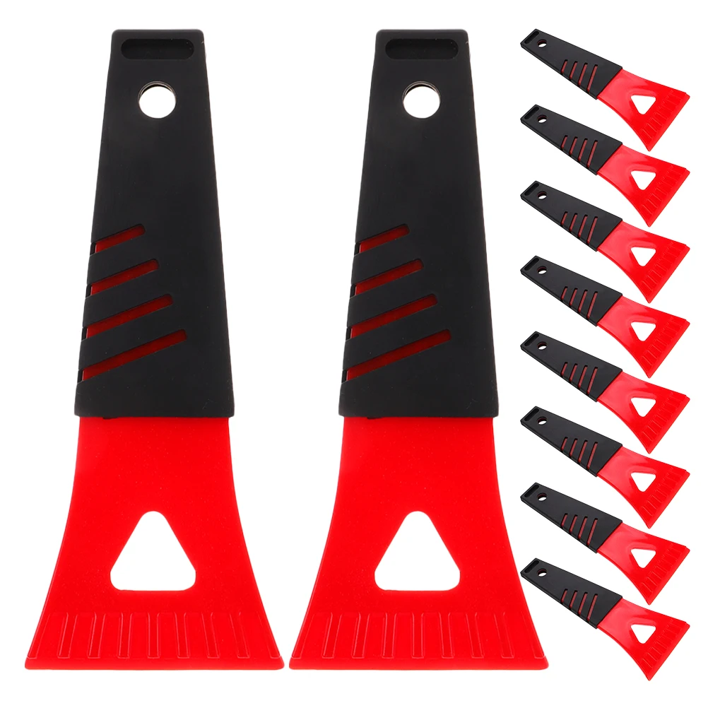 

10pcs Mini Ice Shovel Lightweight Portable Multi-purpose Scraper Deicing Red PP Car Window Frost Non-scratch Tool