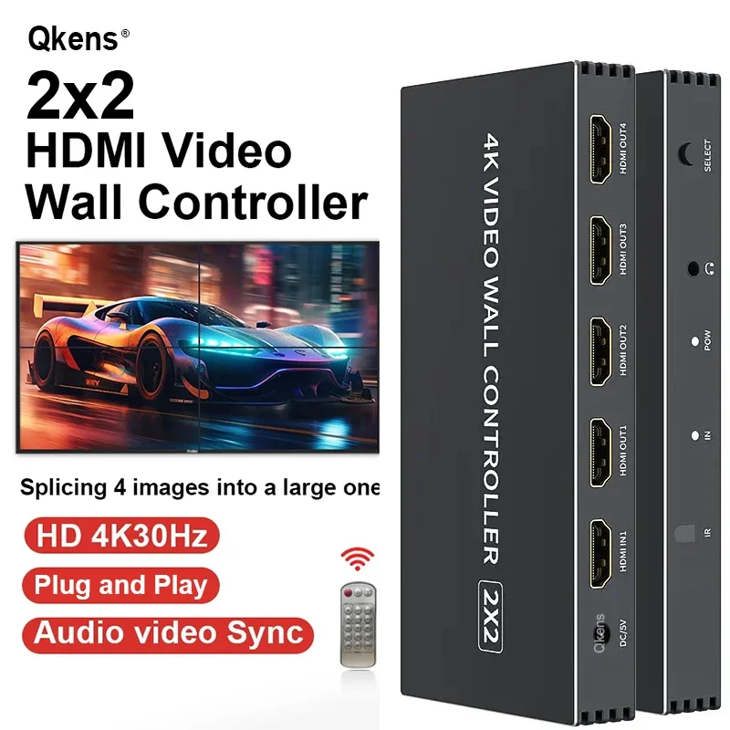 

4K HDMI Video Wall Controller TV Splicer 2X2 1x3 1x4 Video Wall Processor Multi Screen Splitter 1 in 4 Out Splicing 180° Rotate