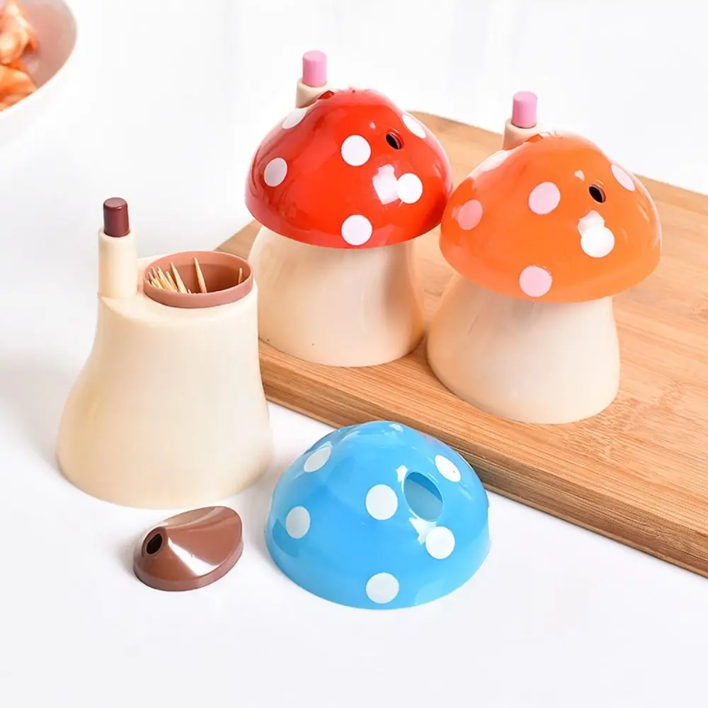 Plastic Mushroom Toothpick Holder Automatic Press Type Toothpick Dispenser Toothpick Storage Container Toothpick Bottle