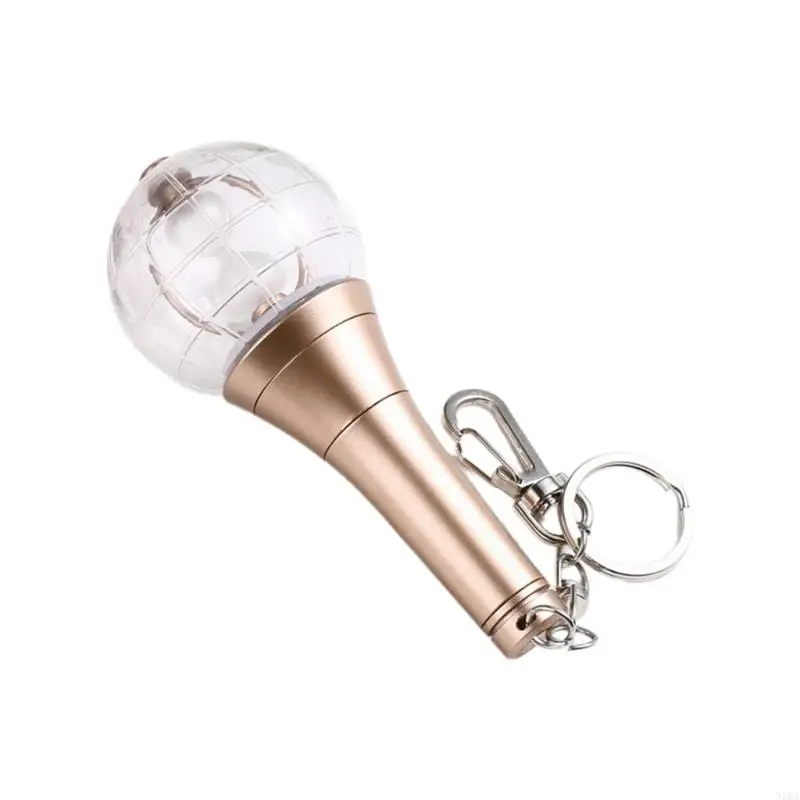 N5KA Portable Small LED Light Bulb Keychain Charm Multicolor Flashlight Pendant Music Concert Support for Fan Gatherings