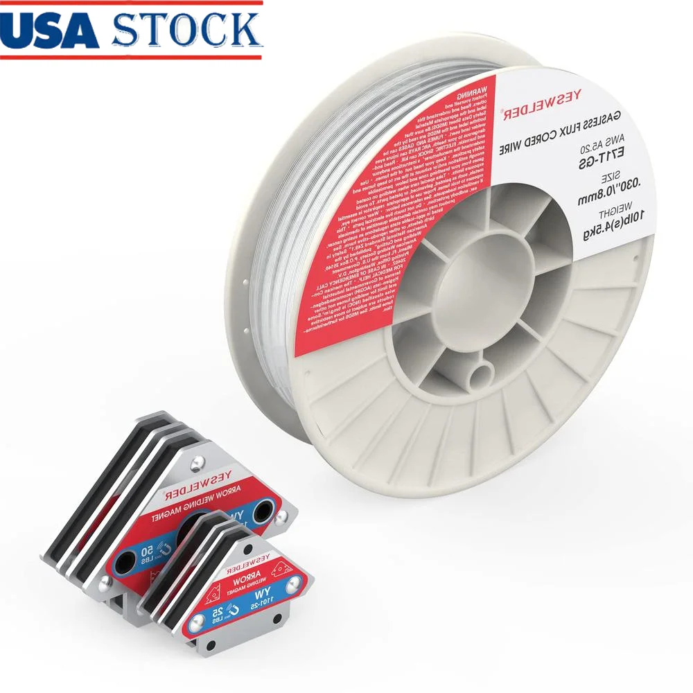 ガスレスフラックス入り溶接ワイヤ E71TGS 10LB & 2 * 25/2 * 50LB 溶接磁石ホルダーキット