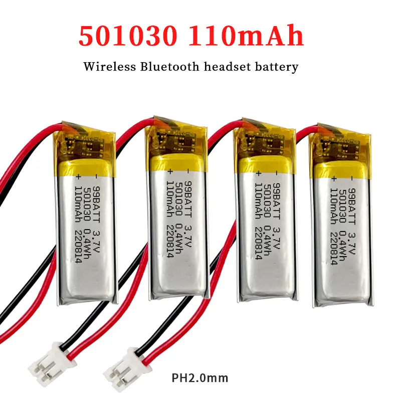 501030 Akku 110 mAh 3,7 V 601030 501230 Lithium-Polymer-Akkus für kabelloses Bluetooth-Headset Tws Induktionsstift