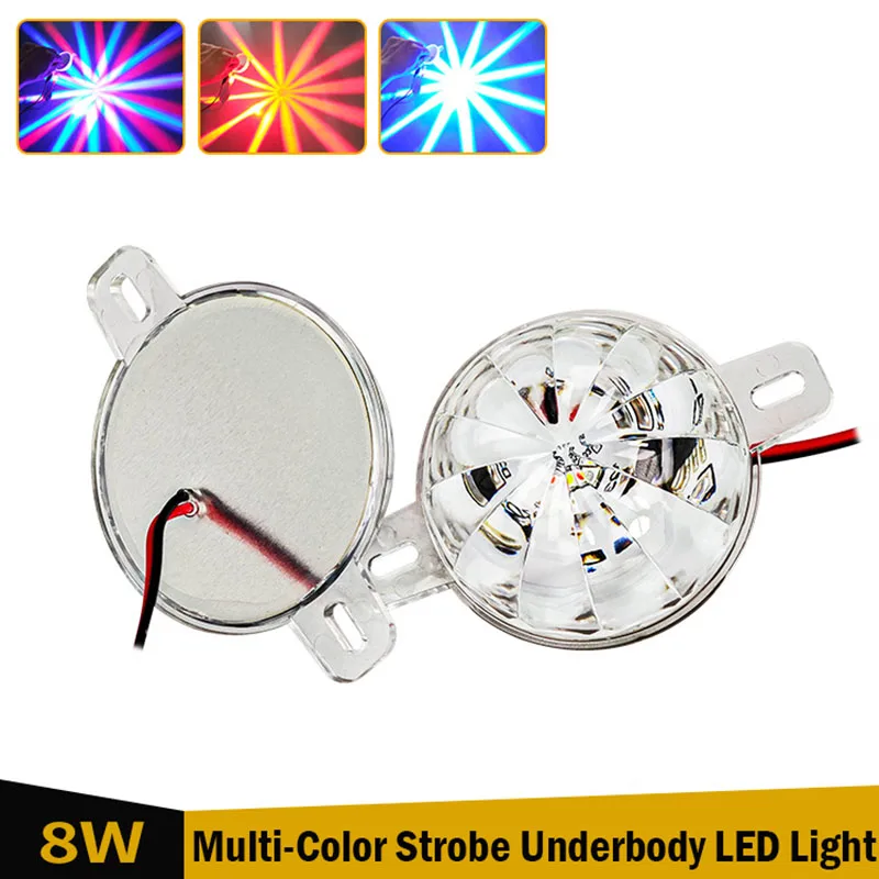 8W Vehicle LED Strobe Light Anti-Collision undercarriage Light Waterproof  Auxiliary Brake/Fog Lamp for Car Motorcycles ATV Boat
