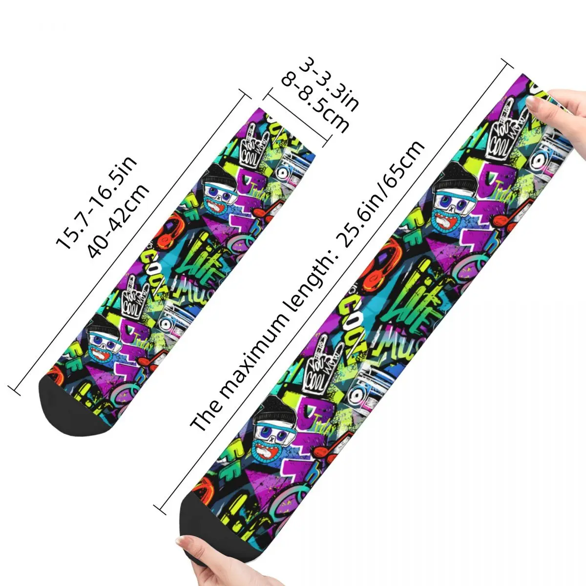 Cartoon Textile Clothes Wrapping Paper Unisex Graffiti Art Pattern Harajuku Pattern Printed Funny Novelty Happy Crew Sock