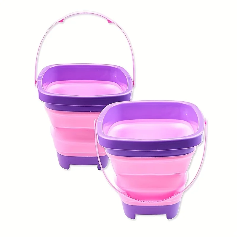 Foldable Beach Bucket Silicone Collapsible Toy Buckets for Kids for Summer Activities Camping Gear Travel Beach Sand Toys