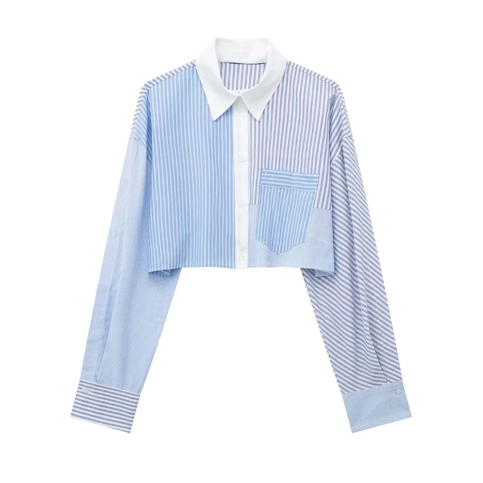 2024 ZAR4 Summer New Women\'s Clothing Style Fashion Striped Poplin Short Shirt Striped Poplin Shorts Set