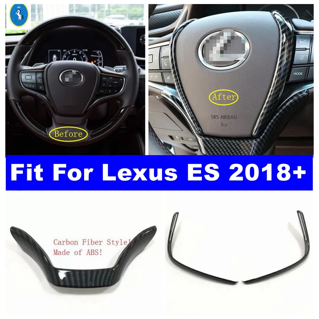 

ABS Auto Steering Wheel U Stripes Decor Kit Cover Trim For Lexus ES 2018 - 2023 Carbon Fiber Look Interior Refit Kit Accessories