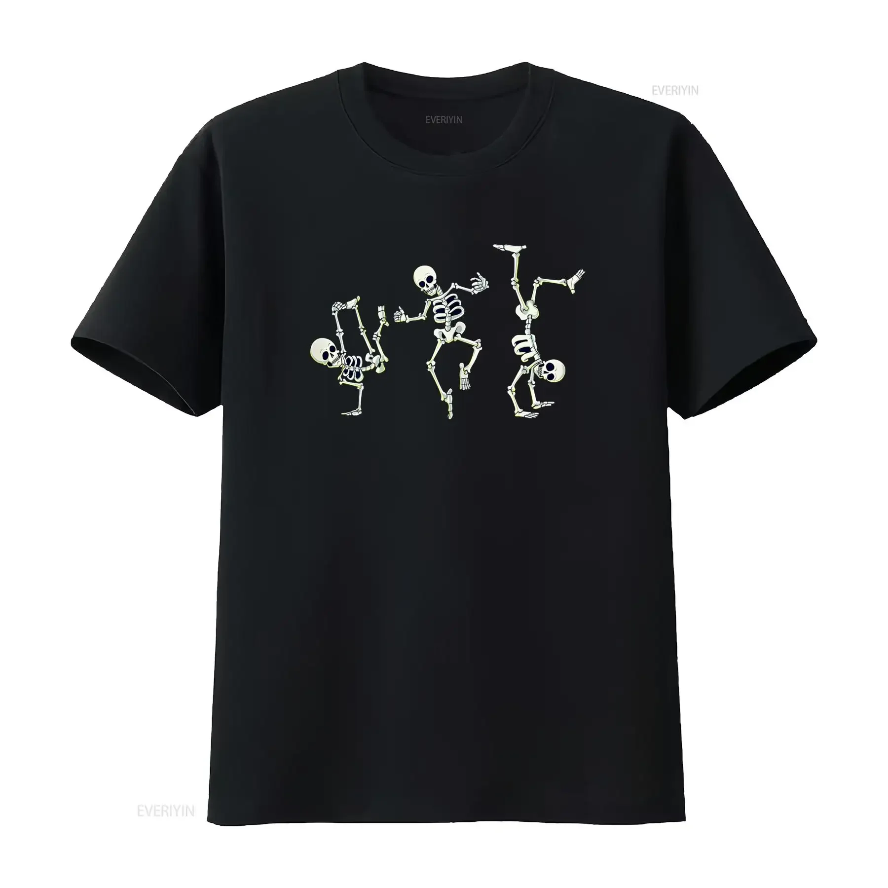 Womens T Shirt Dancing Skeletons Dance Challenge Halloween Scary Skeleton Casual  Tops Black Small vintage Washed Breathable