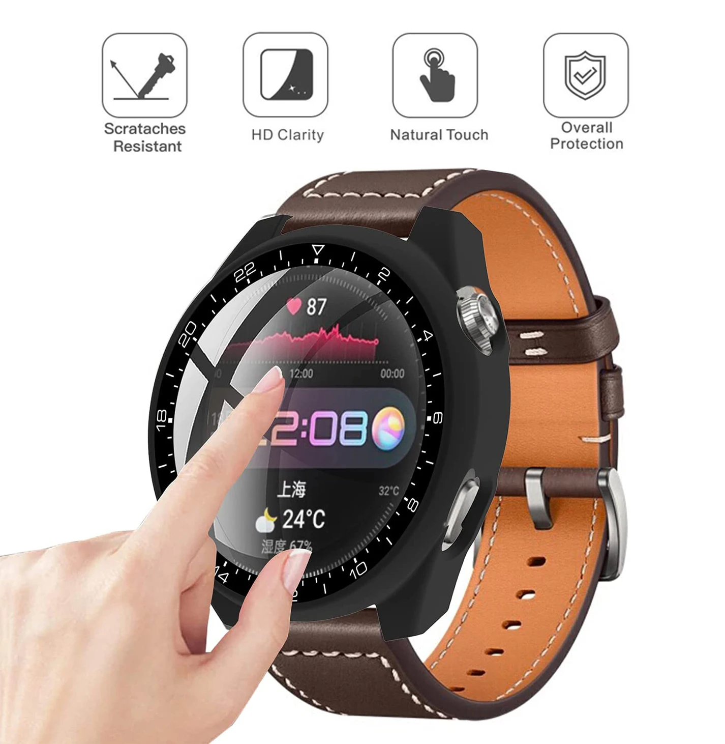 Tempered Glass+Case For Huawei Watch GT 3 Pro 46mm Screen Protector Full Protective Cover PC Shell Film For GT 3 Pro Accessories