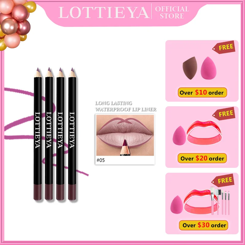 LOTTIEYA Long lasting Waterproof Matte Lipliner Pencil Silky Soft Long Wear Lip Liner Pen As Eyeliner Pen Lips Makeup Cosmetics