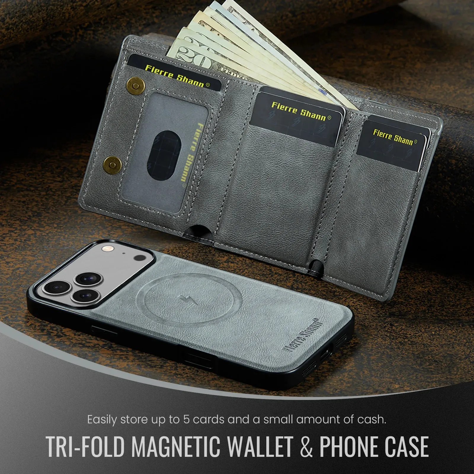 

Phone Case [2-In-1 Magnetic Faux Leather Wallet Case] Detachable Magnetic Faux Leather Suitable for Iphone 17 16 15 12 13 14