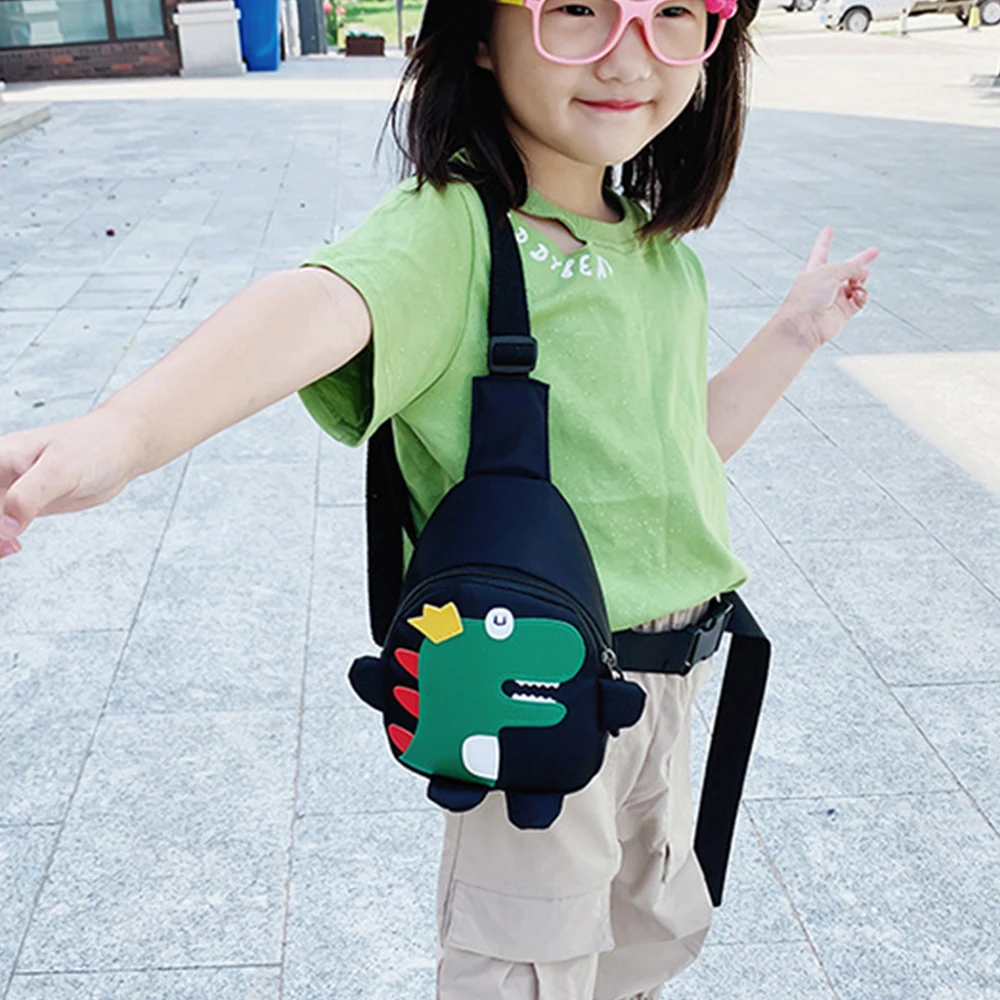 New Children Waist Bag Boys Girls Cartoon Dinosaur Messenger Bag Nylon Kids Casual Bag