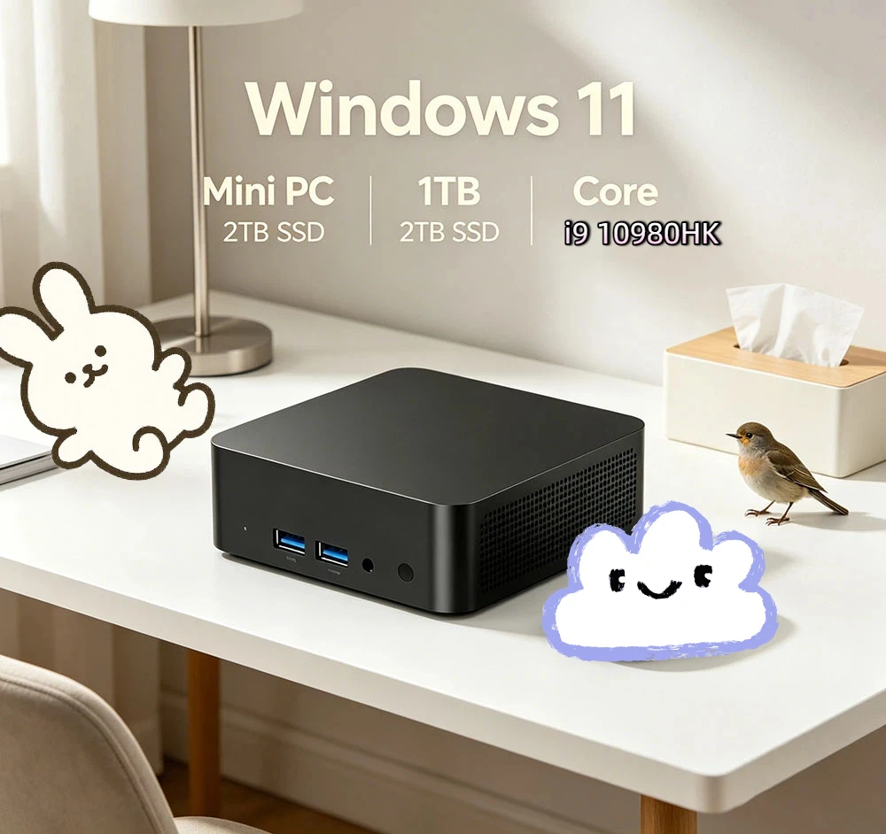 Noble Windows 11 Pro Mini PC 32GB RAM Core i9 10980HK 1TB 2TB SSD 4K HD WiFi6 BT5.2 Home Gaming Desktop With 3 Years Warranty