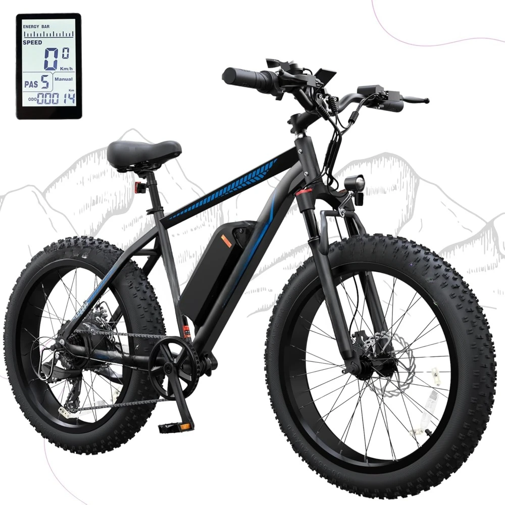 

Electric Bike, 500 700W Ebike, 48V 13AH Battery, Shimano 7 Speed Up To 26MPH 60Miles Range Mountain E-Bike UL 2849 Certified