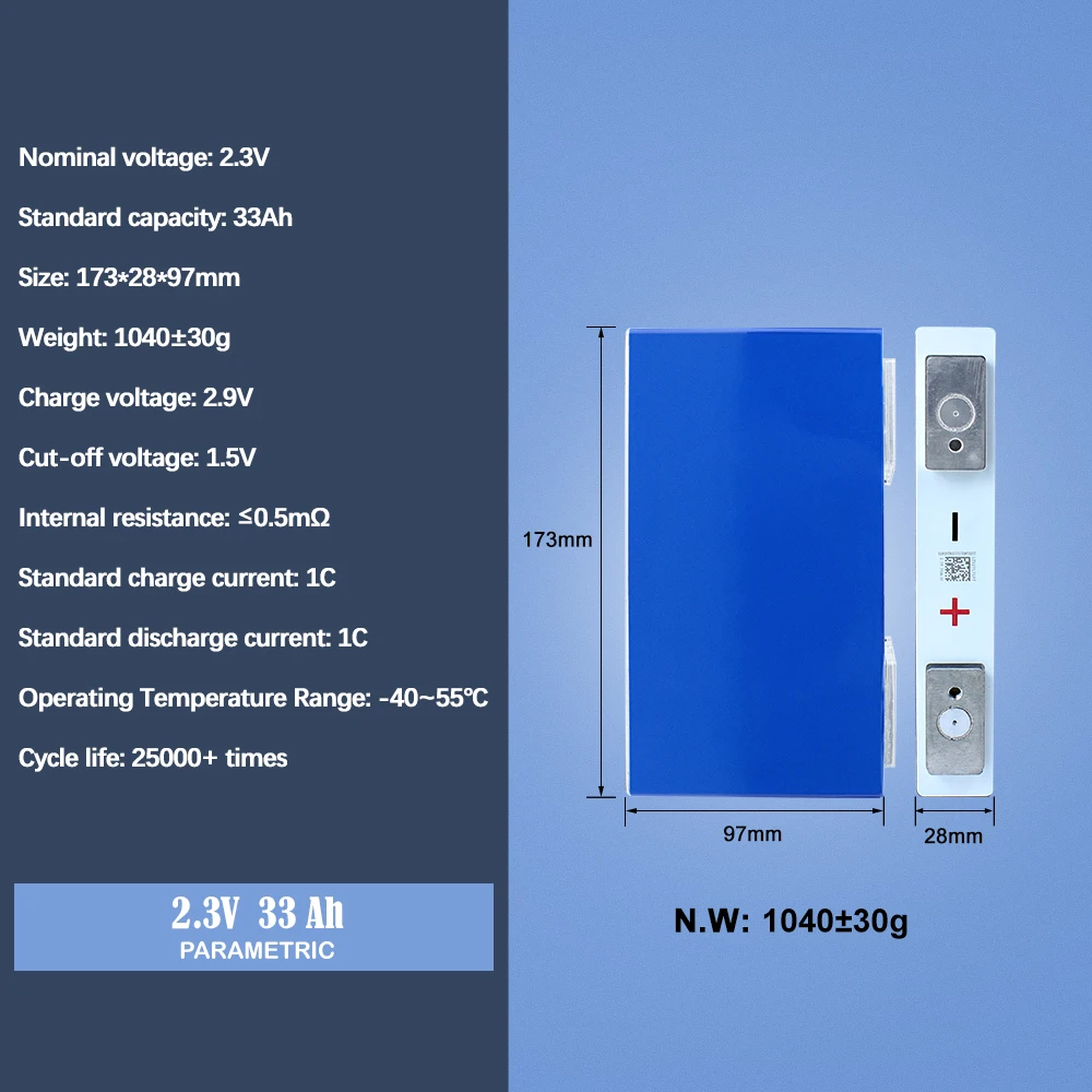 Yinlong 2,3 V 33Ah baterías recargables LTO prismáticas originales 6-24 Uds para sistema Solar fuente de alimentación DIY Audio del coche 25000 + veces