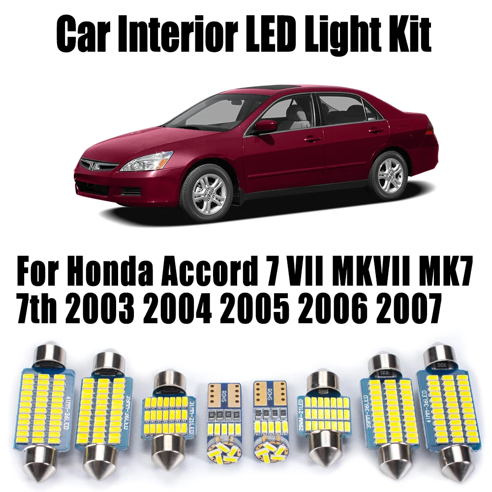 17Pcs For Honda Accord 7 VII MKVII MK7 7th 2003 2004 2005 2006 2007 Accessories Canbus LED Interior Reading Dome Light Bulb Kit