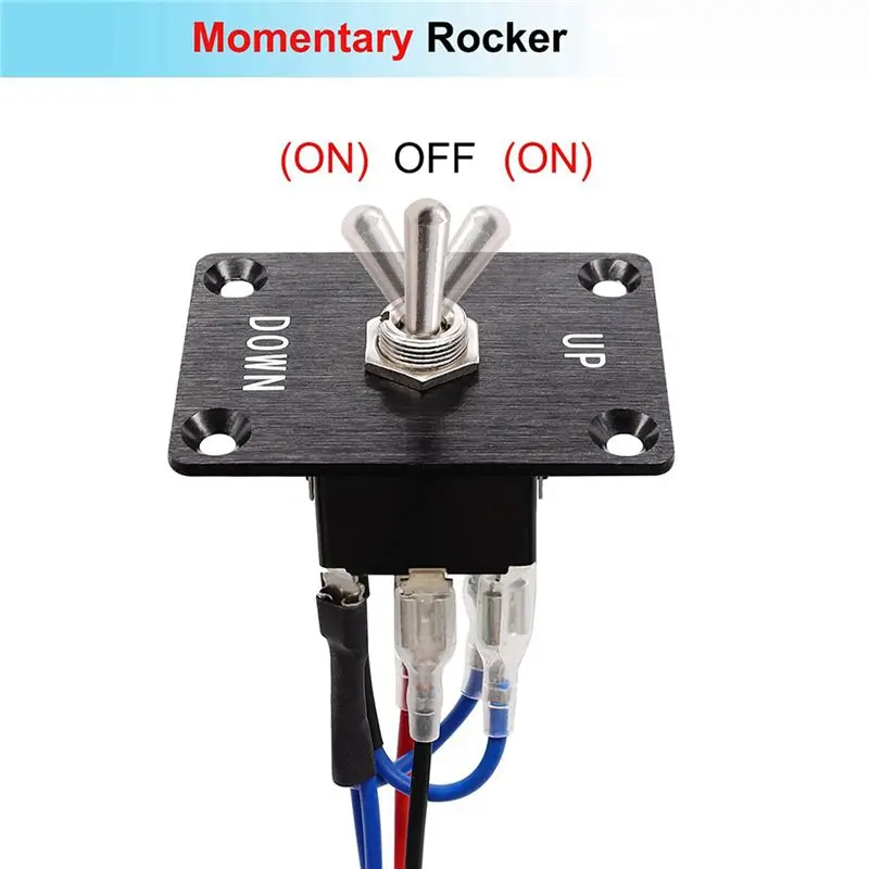 AT02-2X Rocker Toggle Switches Momentary 6 Pin 3 Position (ON)-Off-(ON)UP/Down Polarity Reverse Switch With Panel,Wires Cap