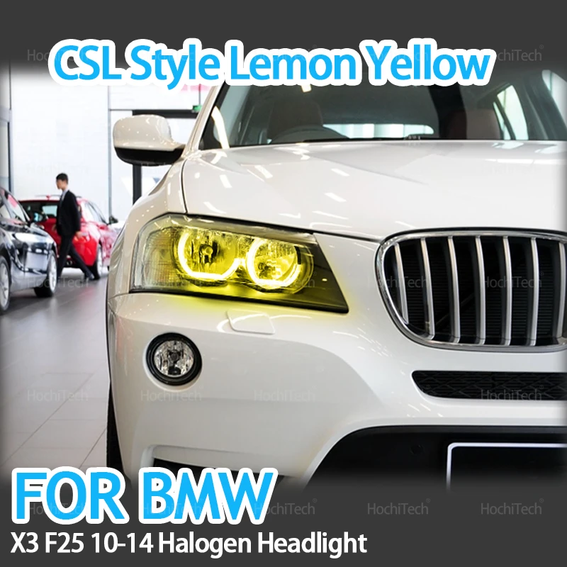 

Lemon Yellow Daylight Angel Eyes CS CSL Style for BMW X3 F25 2010 2011 2012 2013 2014 HALOGEN HEADLIGHT Daytime Light Ring Kit