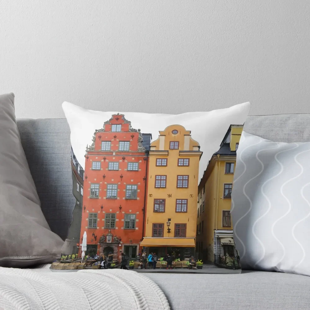 

Stockholm. Old Houses in Gamla Stan Throw Pillow Cushion Cover For Sofa christmas supplies Sofa Cushions Covers pillow