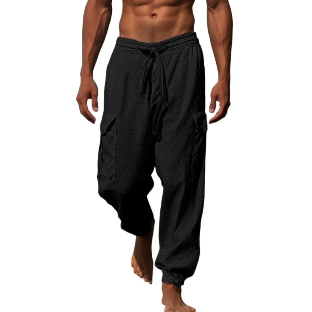 Invisible Open Crotch Outdoor Sex Pants Man Work Elastic Trousers Men's Casual Trousers Sports Drawstring Loose Pocket Overalls