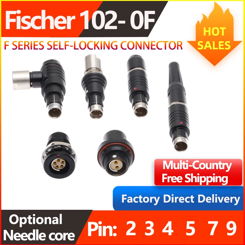 Black Fischer 102.0F Semi-Circular Positioning Floating Male Plug and Fixed Socket. 2.3.4.5.7.9 Pin Push-Pull Self-Locking Conne