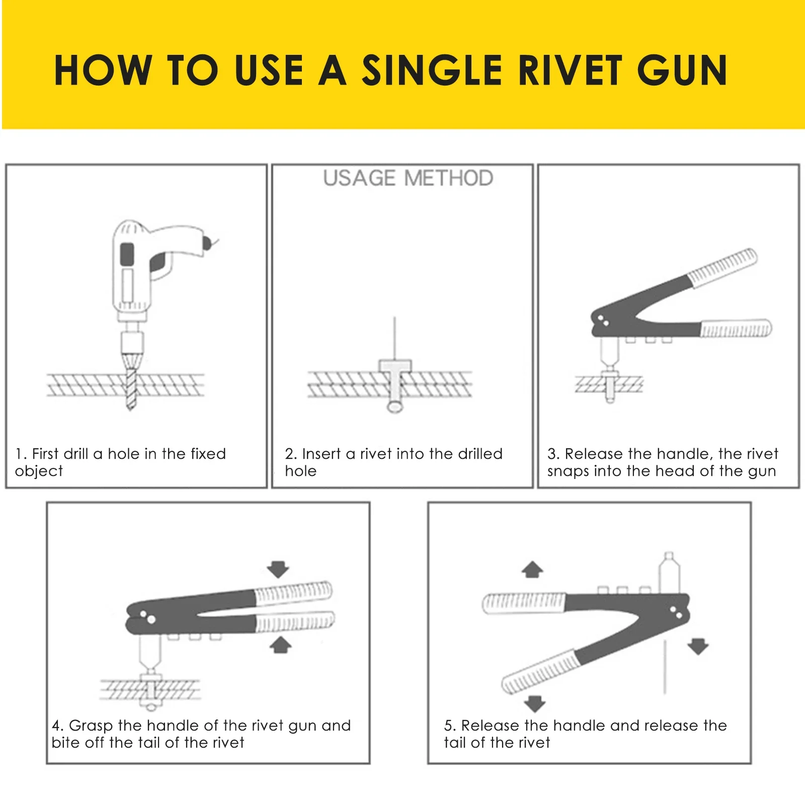 Manual Double Handle Rivet Gun, Stainless Steel, Pull Willow Gun, Metal Woodworking, Hand Tools, Repair Kit