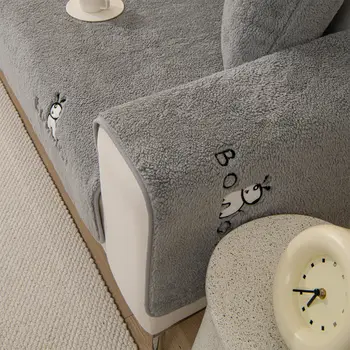 Výšivka Sherpa Fleece Potah na pohovku Neskluzový měkký ručník na pohovku Polštář do obývacího pokoje Moderní bytové dekorace 10 nejlepší prodej potah na pohovku ze šerpy - №6