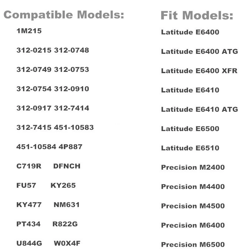 Аккумулятор для ноутбука Dell Latitude E6400 ATG ATG/E6410 ATG/E6500 E6510 1M215 312-0215 312-0748 312-0749