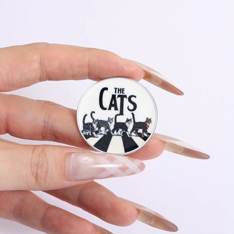 Cool Cats Singer UV Printing Pins Cool Punk Rock Roll Band Brooches Lapel Badges Cartoon Backpack Jewelry Gift for Friends