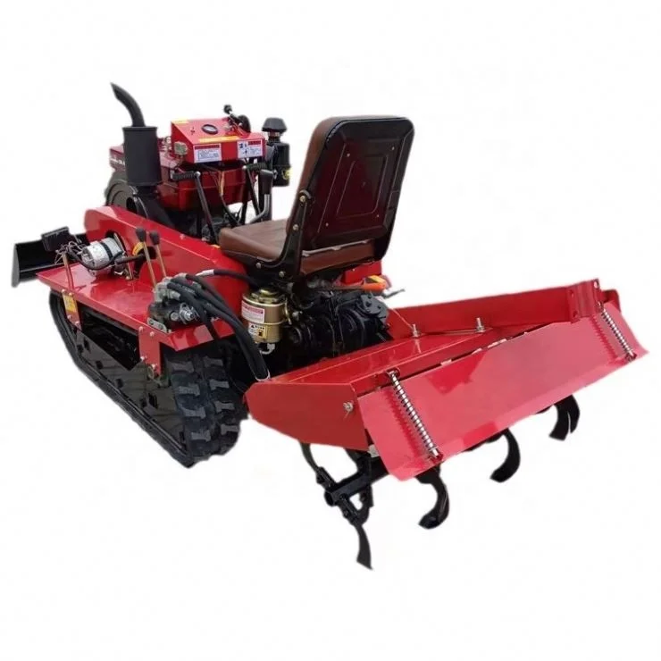 Multi Functional Trenching Agricultural Crawler Tractors Remote Control Orchard Greenhouse Micro Tiller