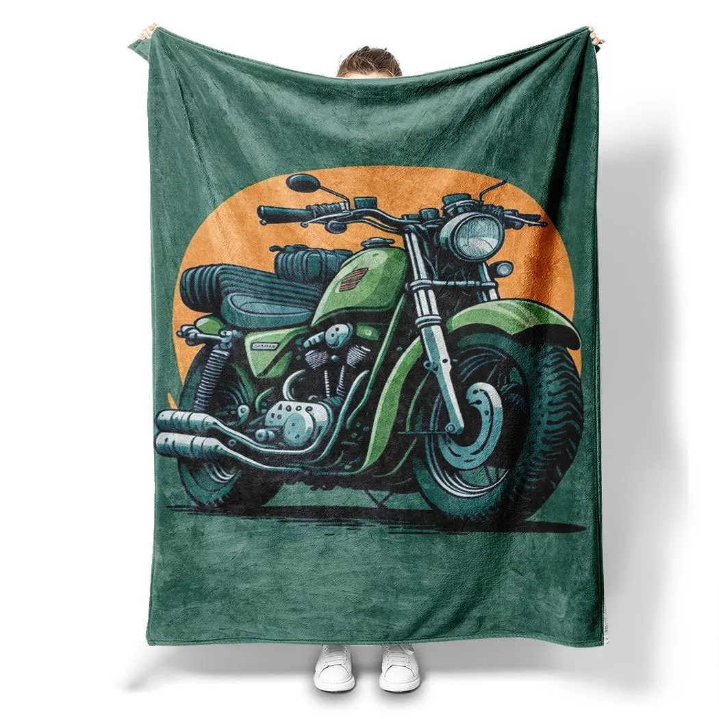 

Vintage Motorcycle Blanket Throw 150x200cm Retro Bike Lover Gift Cozy Aesthetic Picnic Rug Indoor Outdoor Decor