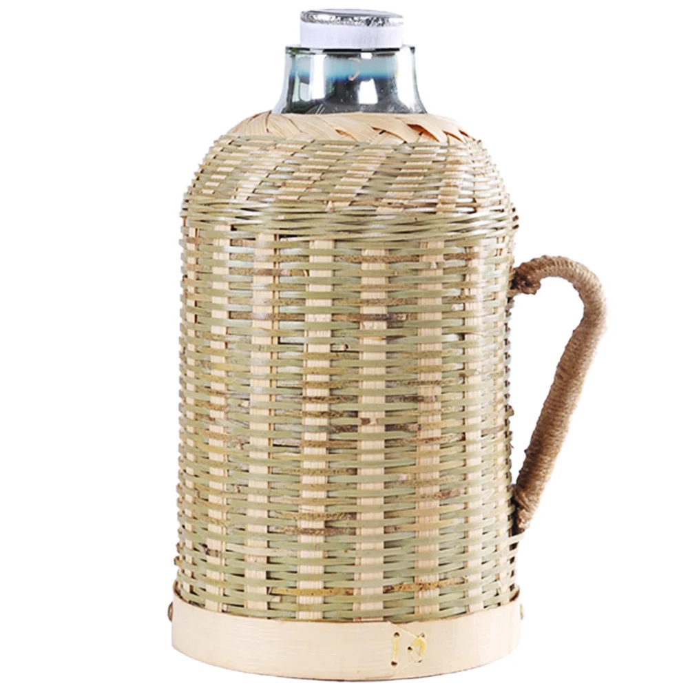 

Bamboo Woven Insulated Water Bottle Chinese Style Retro Large Capacity Safe Home Office Travel Hiking Camping