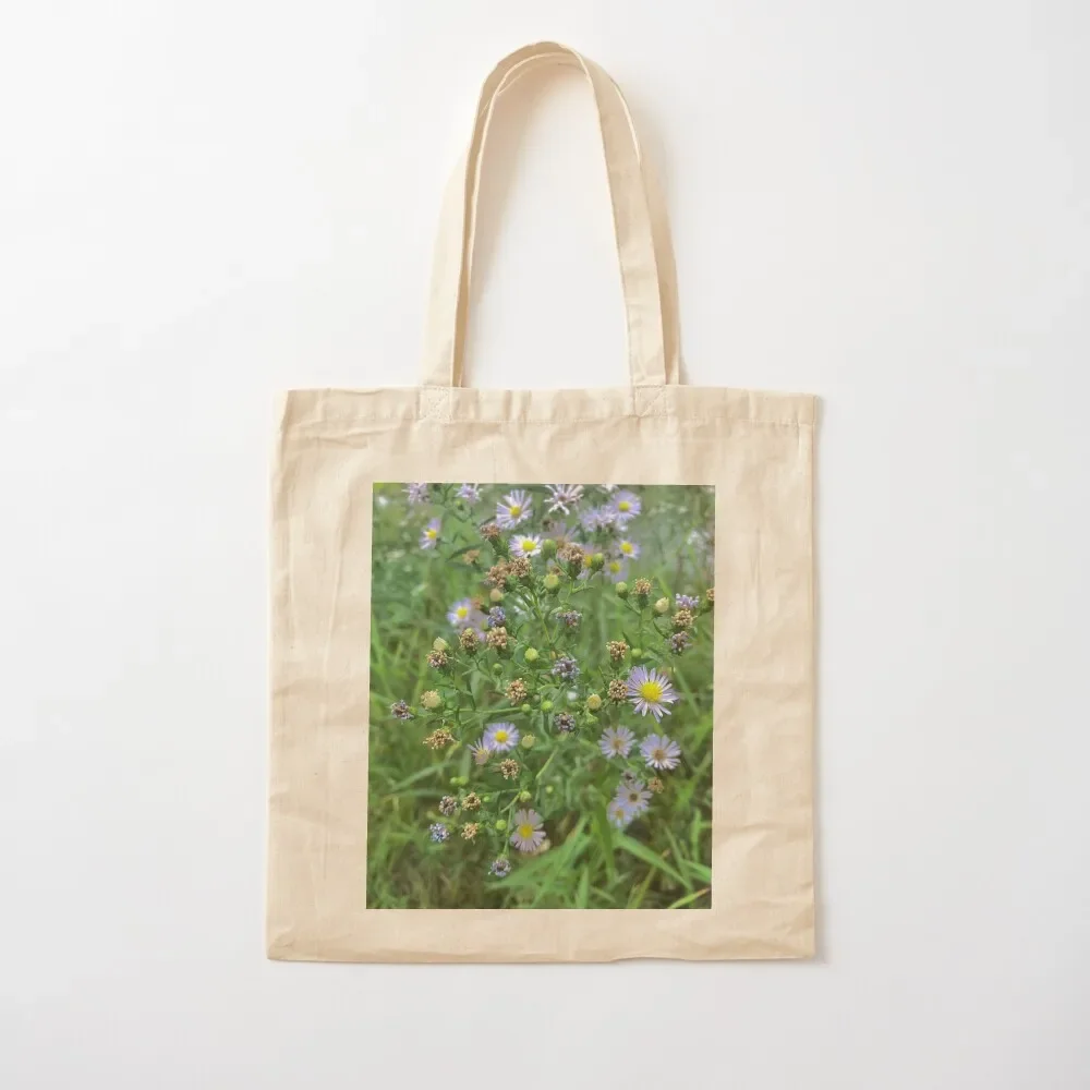 

Blooming Purple Daisies Nature Scene Print Tote Bag shopping cart bags custom fabric bag