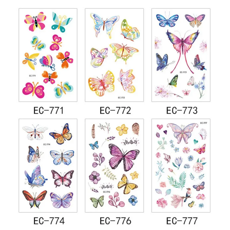 Rocooart Butterfly Tattoo Sticker For Children Birthday Gift Cute Fake Taty Kids Body Art Waterproof Temporary Tattoos Cartoon