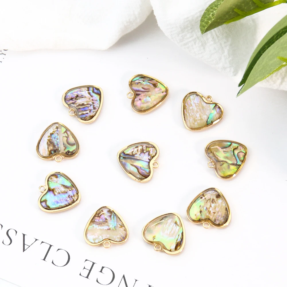 Abalone Shell Paper Drop Oil Heart Ocean Pendant Charm Earring Dangle Necklace DIY Jewelry Making Accessories Material Component