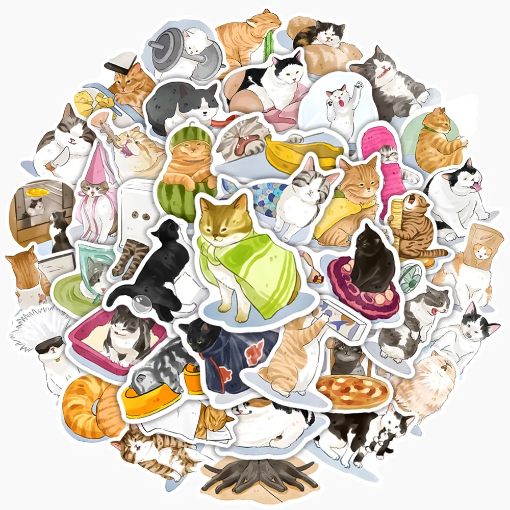 10/30/50pcs Cartoon Cat Cute Sticker Kawaii Decals Toys DIY Scrapbook Phone Laptop Luggage Suitcase Stationary Car Kids Stickers