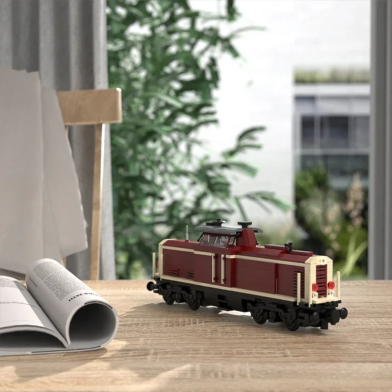 MOC – ensemble de blocs de construction de Locomotive allemande, modèle de Train Cargo V100, briques, bricolage, cadeau d'assemblage pour enfants et adultes